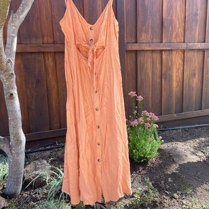L Spaghetti strap orange midi dress